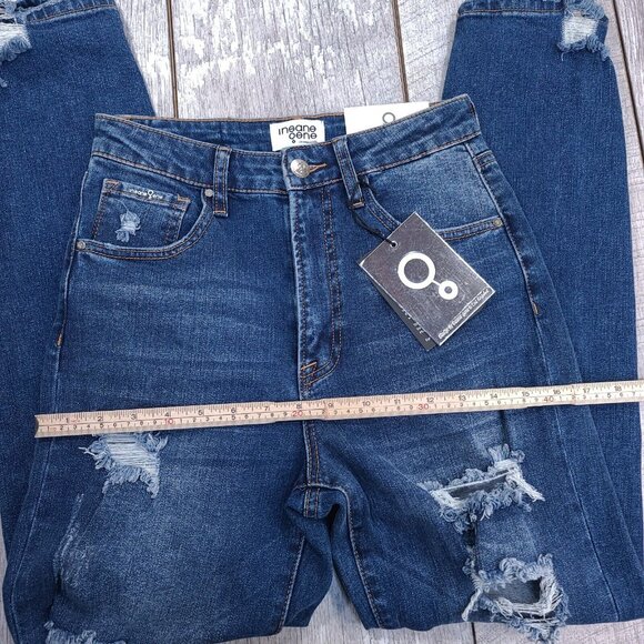 Insane Gene Jeans Womens 5 26 Boyfriend High Waisted Distressed Denim Biker - Picture 8 of 12